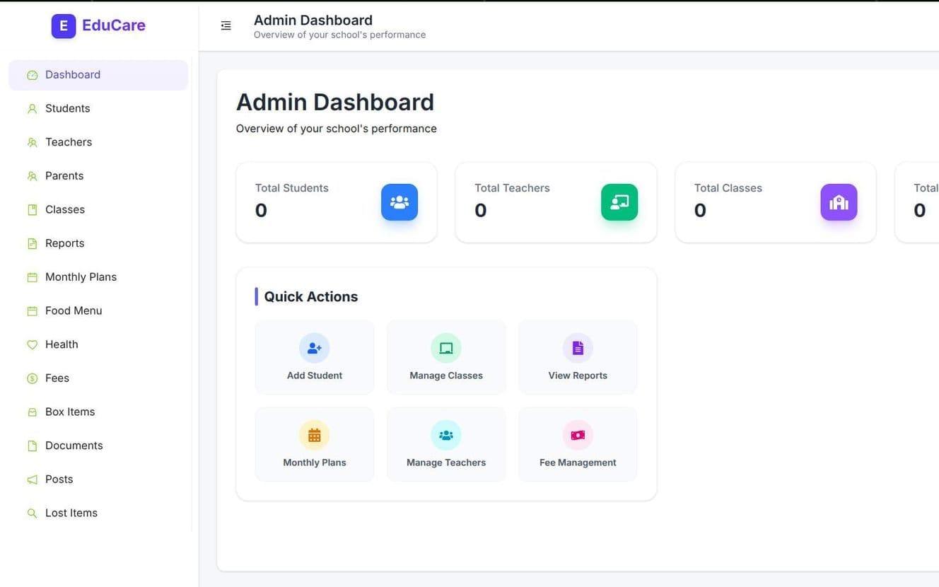 EduCare: Admin dashboard